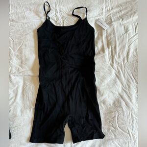 Black ribbed one piece jumpsuit